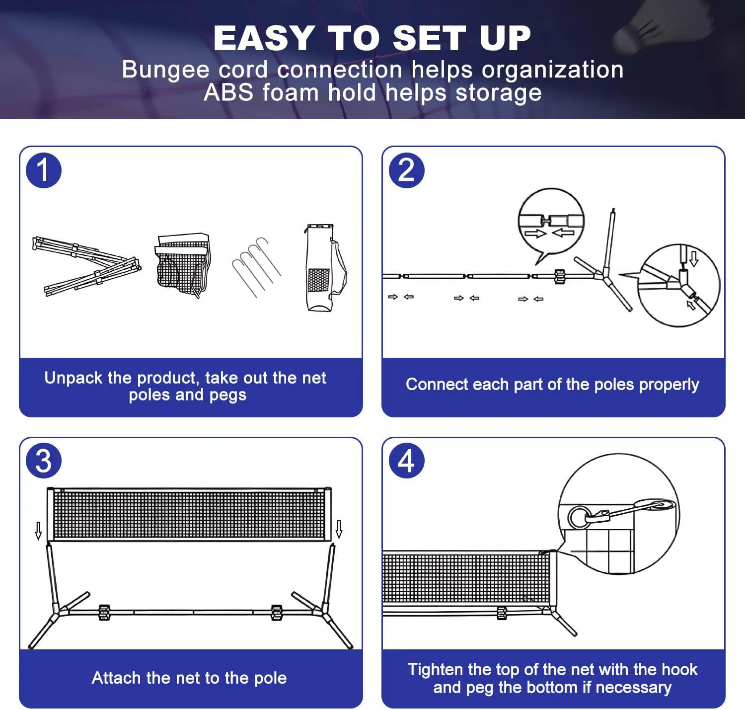 Badminton Bag - 높이 10피트, 다용도 스포츠 네트 (피클볼,